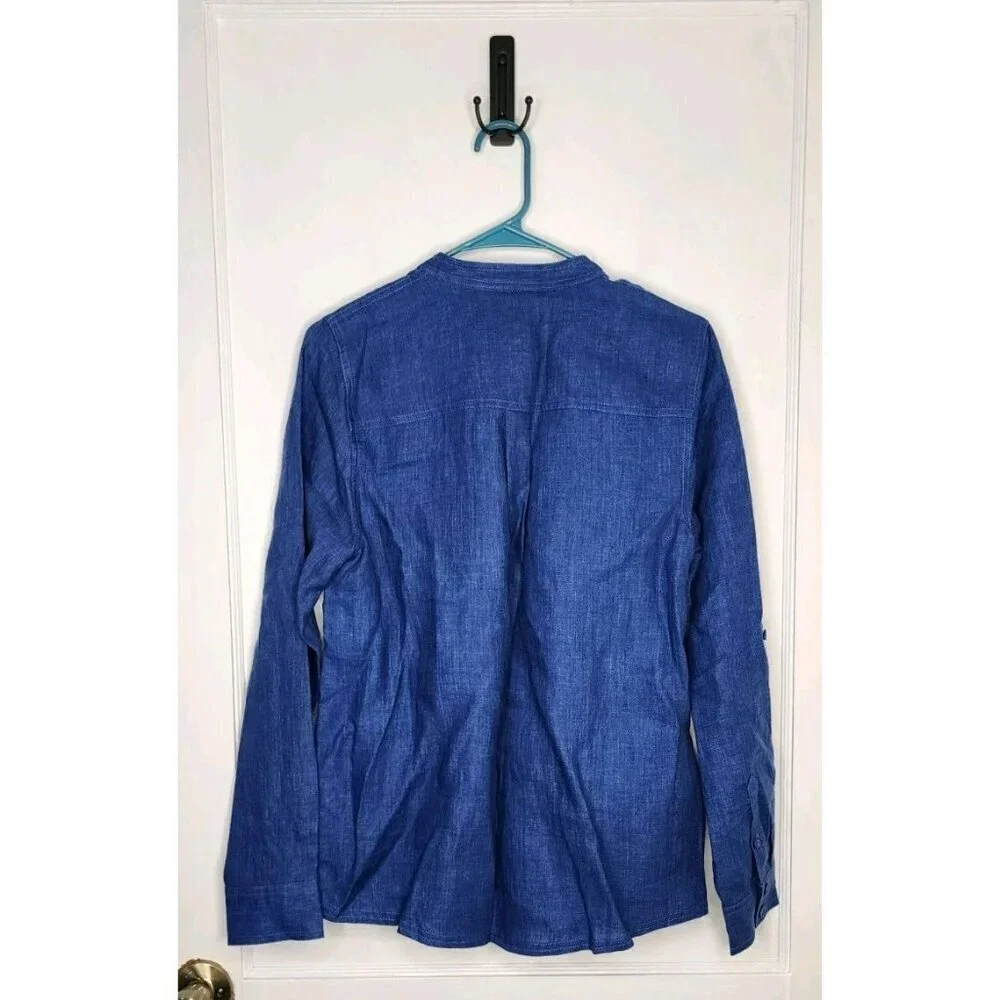 NWT Boden Size 10R Blue 100% Linen Button Shirt Light Jacket Pockets